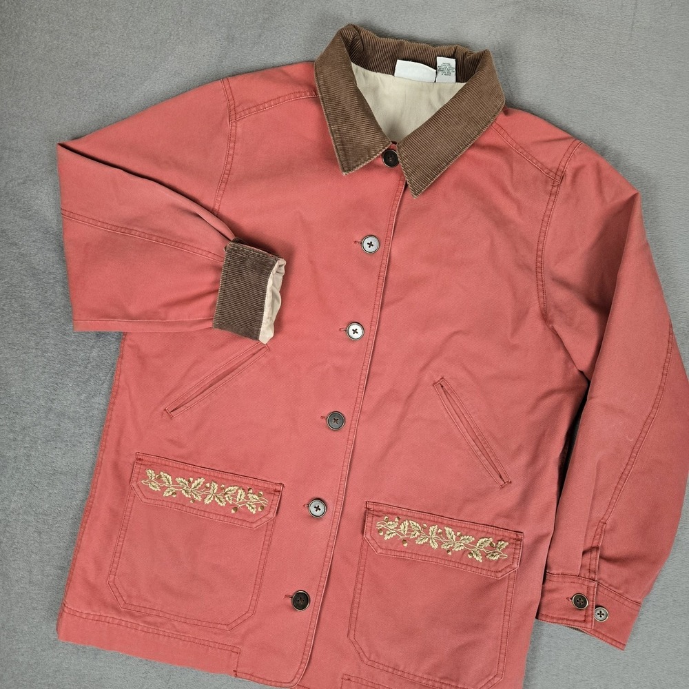 VTG National Wildlife Federation Chore Coat Womens Large Barn Red Embroidered